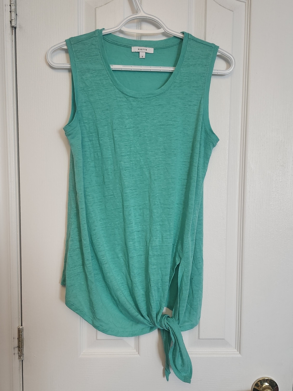 Maette Teal Green Linen Blend Asymmetrical Tank Top Size S